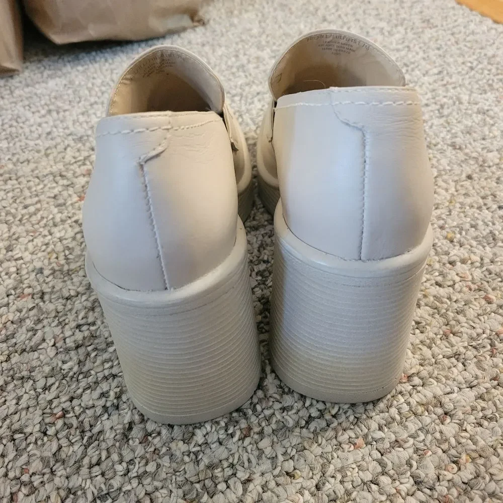 Steve Madden Fulfill Bone Leather Heeled Chunky Platform Penny Loafers Size 7